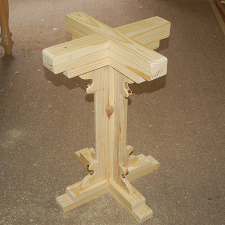 BELOW: How the finished pedestal leg should look once glued together.