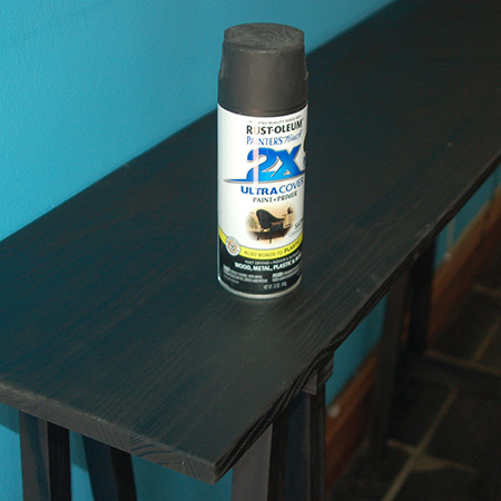 7. Sand all the pieces with 120-grit sanding pads, also rounding off the edges of the table top. Sand with 240-grit for a smooth finish. Wipe clean.