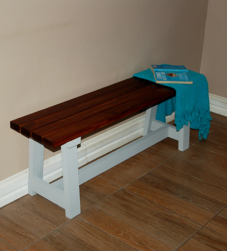 The slat bench measures 1200mm in length, but you can easily modify this if you need a shorter or longer bench for an entrance or hallway, or to use with a dining table. 