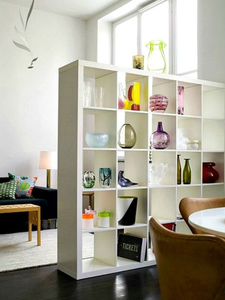 decorative shelf as room divider