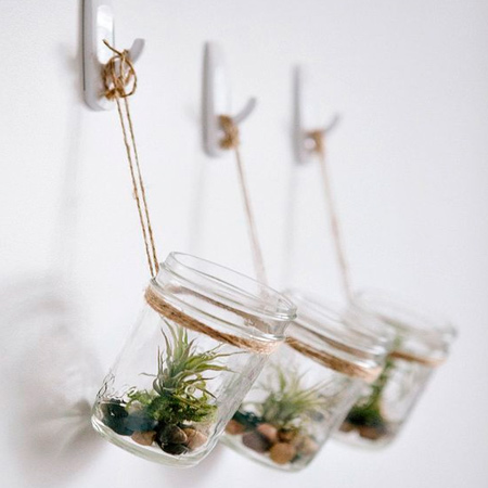 And don't forget that you can quite easily recycle items in the home to make your own decorative planter hangers. Think glass food jars, can and tins, even plastic containers can be given a coat or two of Rust-Oleum 2X spray paint and used to make fun plant hangers.