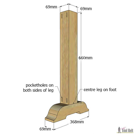 1. Draw the pattern for the feet and trace this onto the block. Cut out the shape with a bandsaw or jigsaw. 