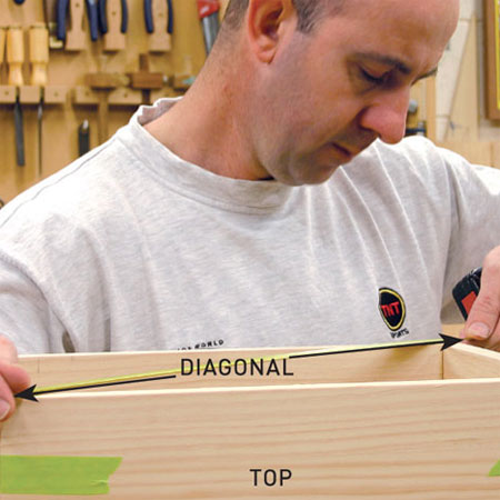 4. Use a tape measure to check the diagonals for all your assembled boxes. All corners should be the same and you can adjust before the glue dries. Let the glue dry overnight.