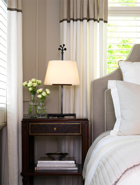HOME-DZINE | Decorating the bedroom started with the bedding. Colours used in the room took their cues from ivory-coloured curtains that dress the windows and filter the morning sunlight. The installation of window shutters allow for maximum privacy without blocking out natural light, keeping the room airy and bright.
