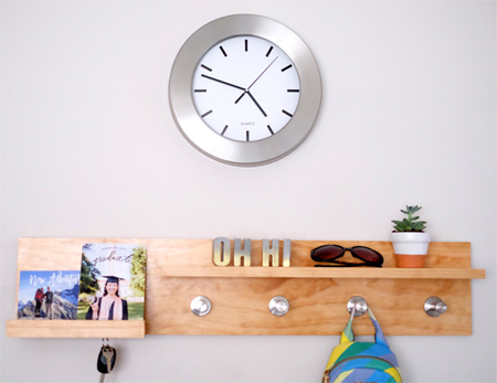 HOME-DZINE | DIY Pine Coat Rack and Shelf