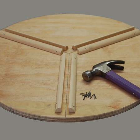 5. After letting the glue dry for a couple of hours, I added a couple of 20mm long panel pins to the quarter-rounds.