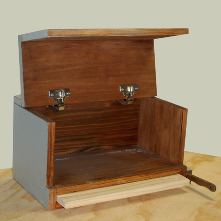 HOME-DZINE | The DIY pine bread bin has an integral slot for the pine cutting board and a holder for your knife.