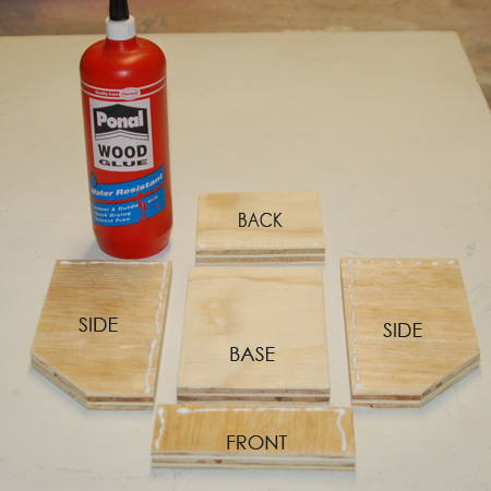 1. Measure up and mark at 45mm and then cut a 45-degree angle at the front end of the side sections.