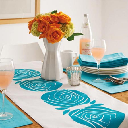 HOME-DZINE | It's not always easy to find the perfect complementary accessories for your home, so making your own is an easy, simple solution. Being able to craft your own stencilled fabric gives you the freedom to choose the design and the colours for the fabric.