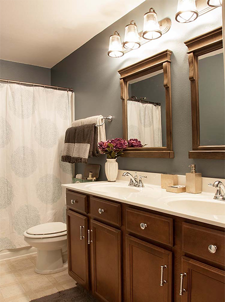 Pop into your nearest Builders store to buy all the materials and supplies you need for this project and then set aside a weekend where you can get stuck in and give a dated bathroom a much needed cosmetic makeover. The bathroom shown here was given a new look with the addition of a few new accessories and some paint.