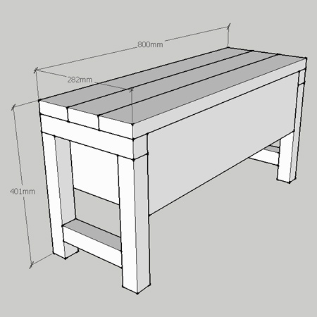 Bathroom storage bench diagram