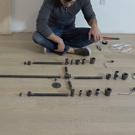 DIY galvanised pipe lighting designs