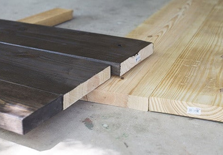 4. Sand all the cut pieces for the table top and then stain these as required.