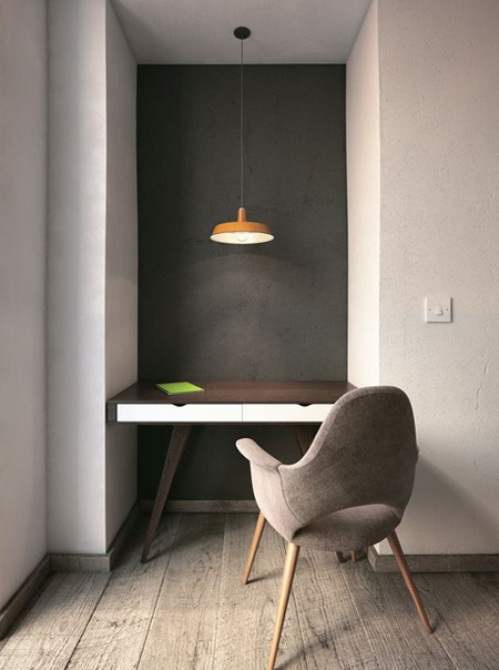 Turn an alcove into a comfortable work space by adding a worktop