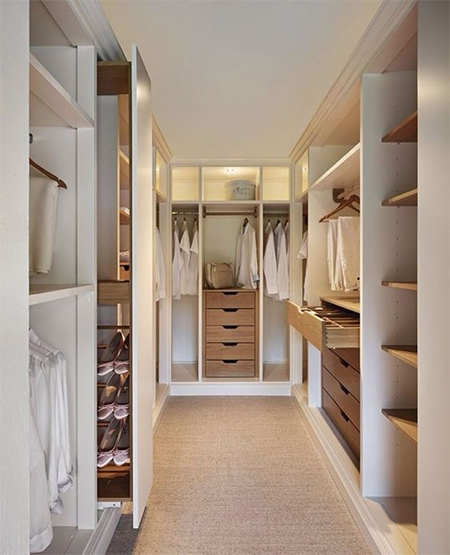 You don't want your walk-in closet to be a waste of space, so it's important to plan the area to maximise the smallest amount of space possible. Having said that, if it's your dream to have a luxurious, large closet for all your clothes, accessories and shoes, then by all means go ahead.