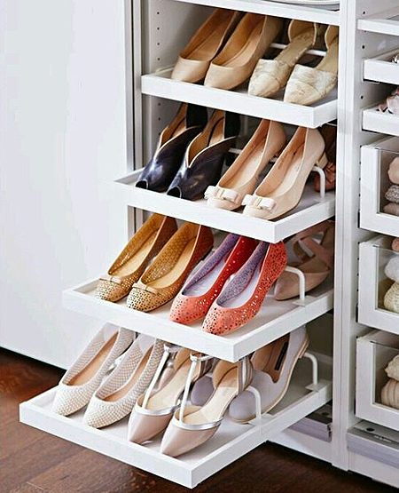 Another practical storage idea is to make a unit with pull-out shelves for shoe storage. Ball-bearing drawer runners start at around R15 per pair, making this a very affordable project for shoe storage.