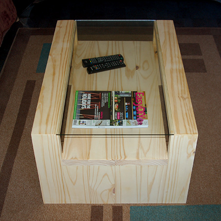 DIY coffee table left raw and finished with Woodoc Antique Wax.