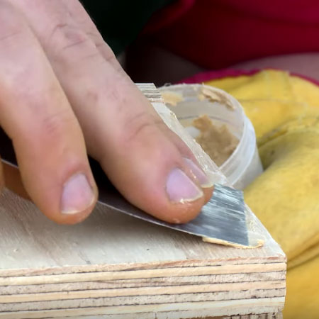 4. Fill all holes with wood filler and let dry. 