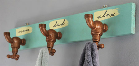 HOME-DZINE | Craft Projects - Add a fun element to a family bathroom with this quirky towel hanger made using plastic garden taps.