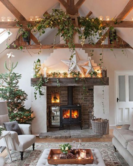 HOME-DZINE | Holiday Decor - To decorate a festive display all you need are a few garlands of evergreen interspersed with shimmering baubles, a colourful wreath and a small, decorated tree. 