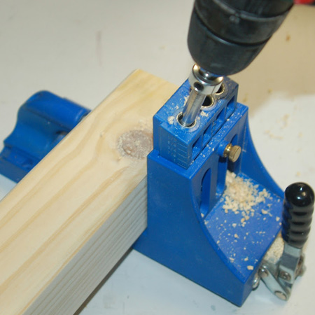 3. Drill [2] pocket holes on all legs to secure the legs to the frame.