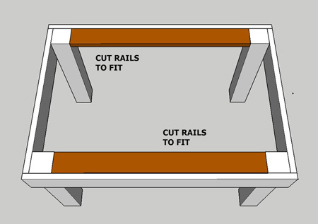 GOOD TO KNOW: Once the legs are secured to the frame it’s easy to apply wood stain or tinted sealer. 