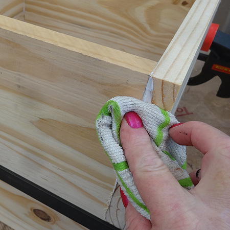 HOME-DZINE | DIY Tips - When using wood glue with pine or other timber, immediately wipe away any glue that oozes out of joints, as this will spoil a stained or tinted finish.