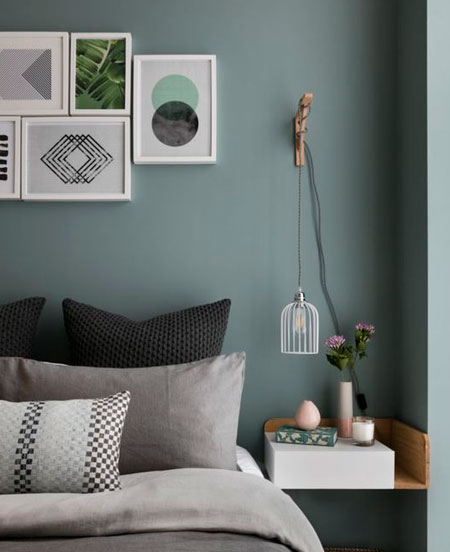 HOME-DZINE | Bedroom Ideas - Another way to free up space on top of a bedside table is to use the walls behind the table. You can open up a substantial amount of space by mounting a light on the wall.