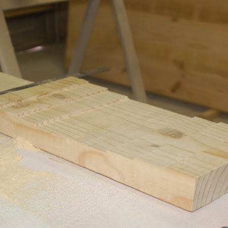 4. Make repeat cuts until you achieve a total depth - in the centre - of about 12mm.