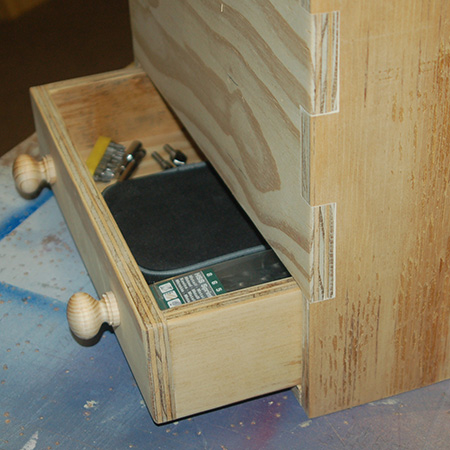 The drawer fits nicely into the back of the tool caddy and is perfect for small accessories.&nbsp;