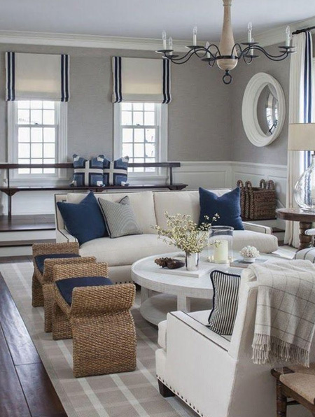 Look at fabrics such as cotton, linen or floral patterns for Roman blinds