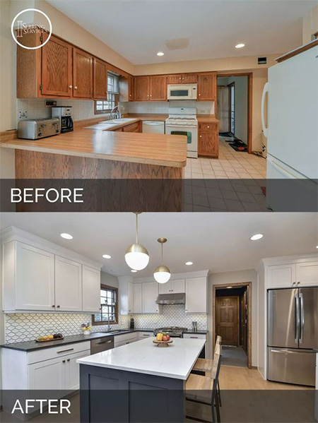 Before and after kitchen renovations