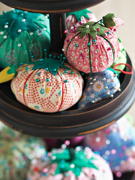 colourful patterned pincushions