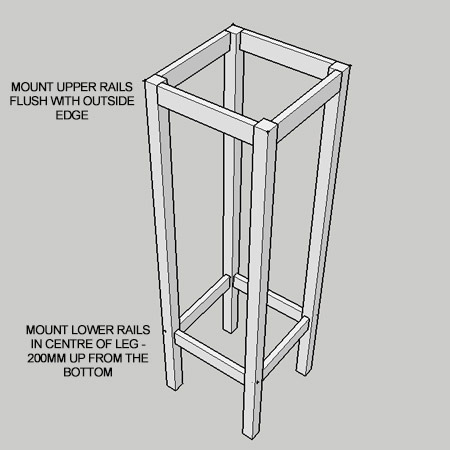 This plant stand measures 300 x 300mm and is 1000mm high