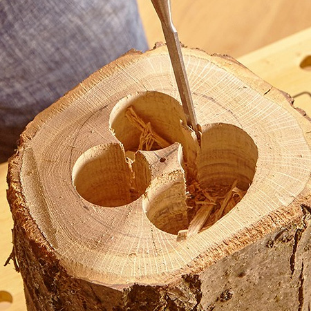 make tree stump flower pot