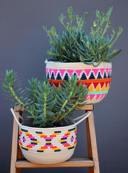 rope wrapped flower pots