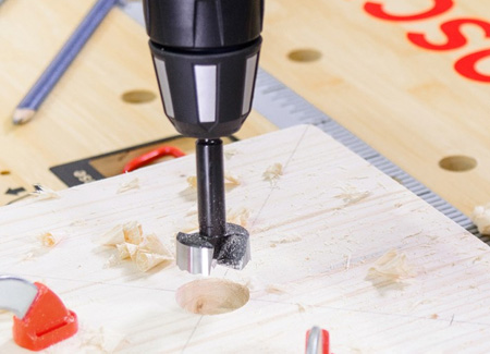drill hole using Forstner bit