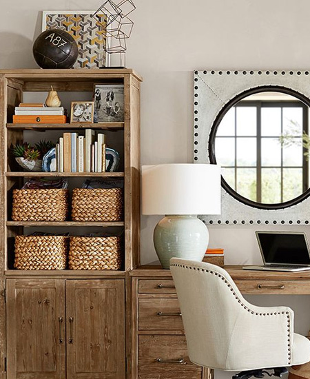 basket for clutter in home office