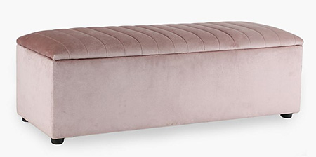 millennial pink upholstered ottoman