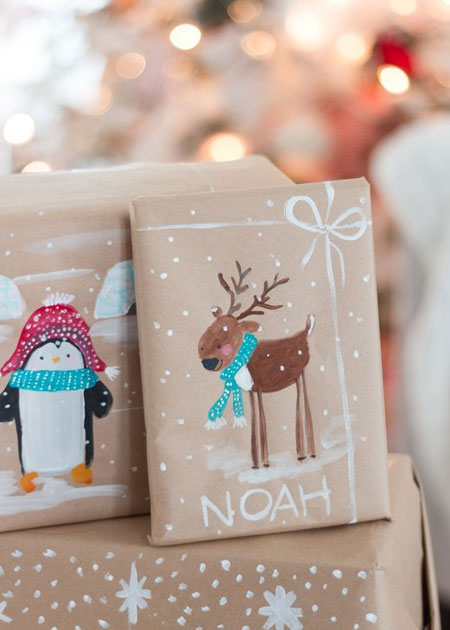 childrens hand painted wrapping paper