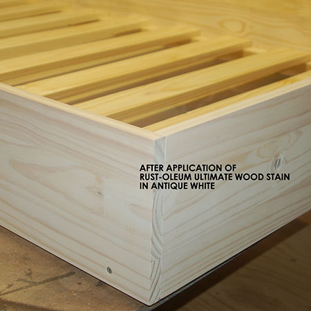 finish pine bed with rust-oleum ultimate wood stain in antique white