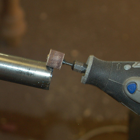 HOME-DZINE | Upholstery Projects - Use a Dremel Multitool and sanding ring to sand both inside and outside the bottom edge of the pipe to make it sharp. 