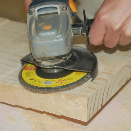 5. Lightly guide the flat disc over the planed ridges to smooth out on the top and bottom of the seat.