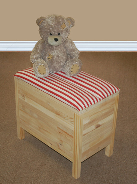 HOME-DZINE | DIY Projects - This upholstered stool is also a toybox. The upholstered lid folds open to reveal a storage compartment that can be used for toys, or you can use to store your craft or hobby supplies, or even use as a toolbox.