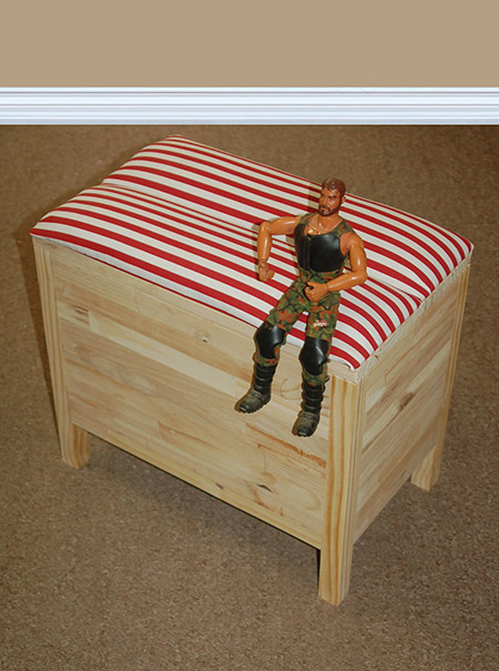 HOME-DZINE | DIY Projects - This stool and toybox is one provides an out-of-sight storage space for toys, or for craft and hobby supplies, or you can use it as a comfortable toolbox. The padded lid folds open to reveal the storage compartment. The stool | toybox is made using pine PAR and laminated pine that you will find at your local Builders.