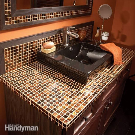 Home Dzine Bathrooms How To Apply Mosaic Tile To Vanity