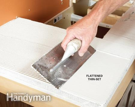 How to apply mosaic tile to vanity 