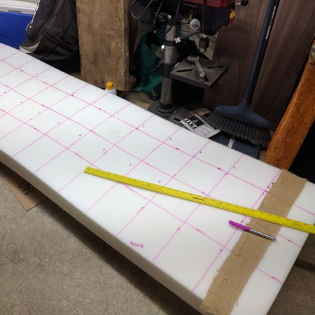 HOME-DZINE | Upholstery Projects - If you plan on tufting the back or seat of your new sofa, as was done here, you're going to need to measure and mark. The standard size for tufting is around 140 - 150mm size squares. 