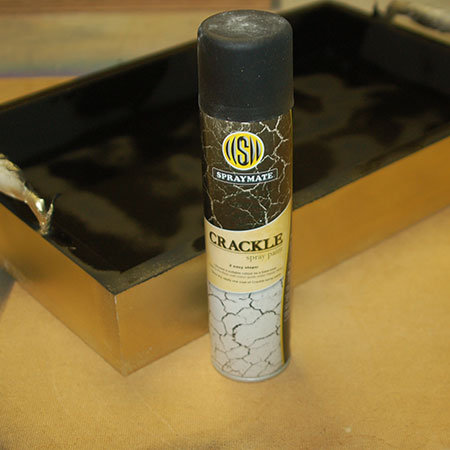 HOME-DZINE | Rust-Oleum Crafts - A liberal coat of Spraymate (black) crackle was applied over the tray. Read the instructions on the can for proper application.