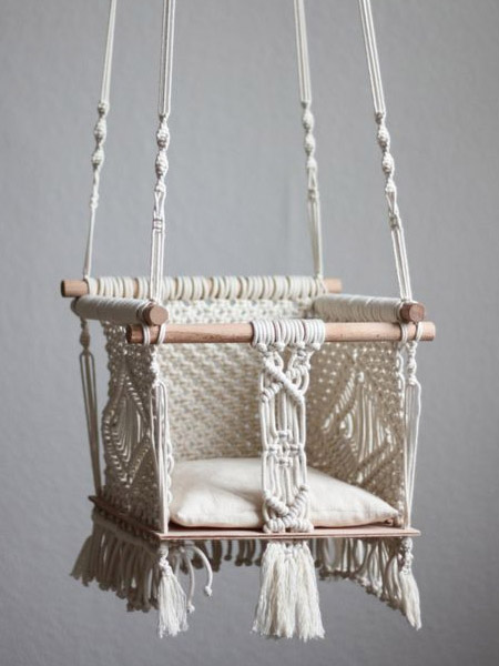 HOME-DZINE | Craft Projects - Once you've mastered a few basic knots you will be ready to do something a little more difficult. How about this adorable macramé chair swing. Hang from a ceiling beam or door frame and let your little one have fun.&nbsp;